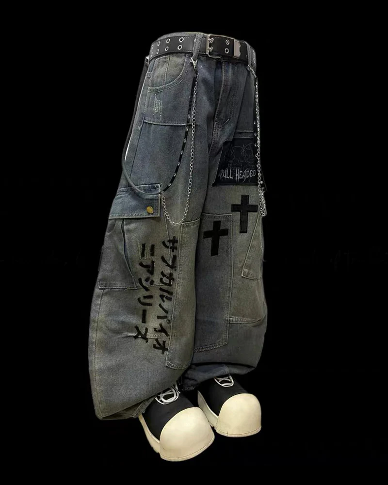 Street Washed Chains Denim Pants | Y2K Jeans - Image 3