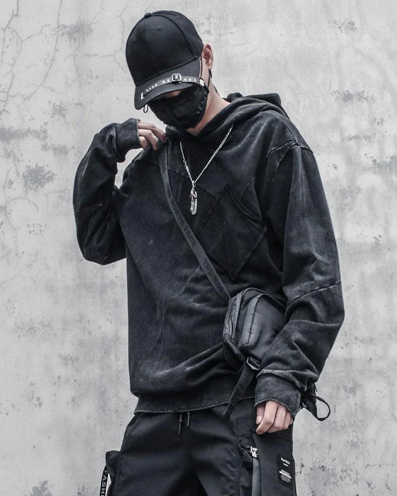 Streetwear Black Denim Hoodie - Image 3