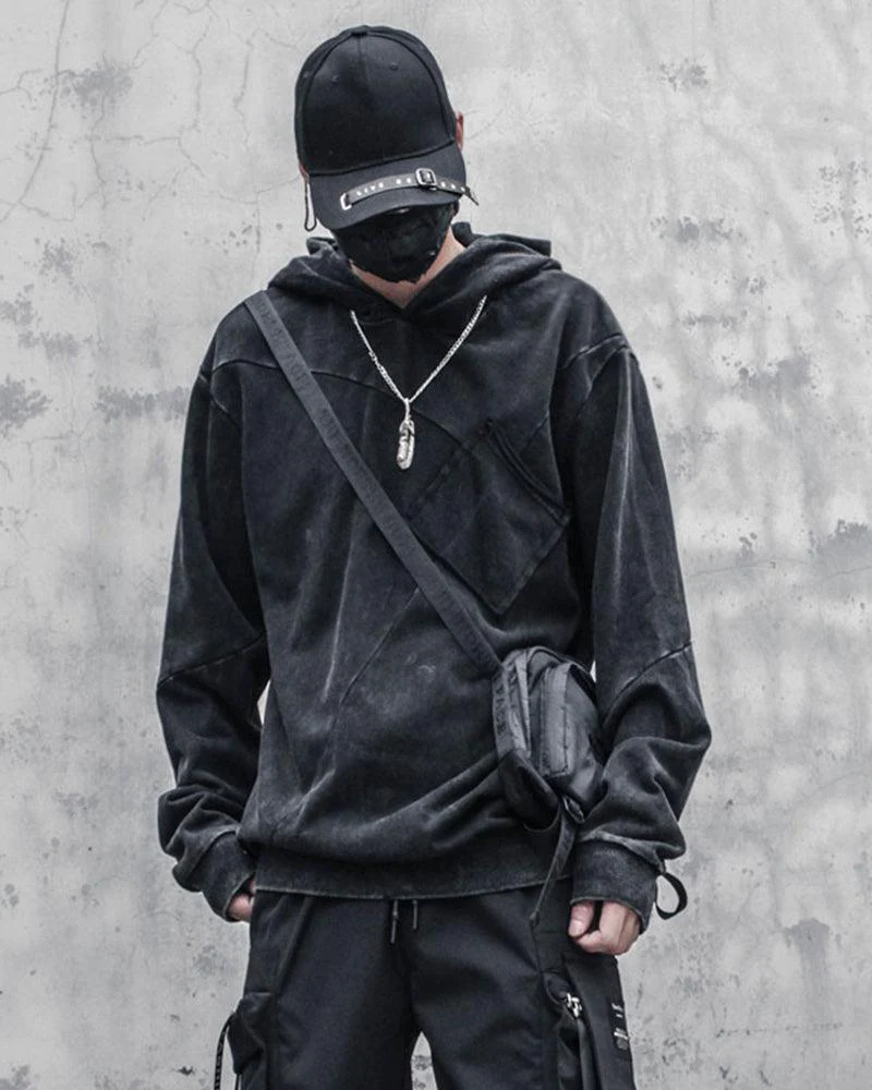 Streetwear Black Denim Hoodie - Image 4