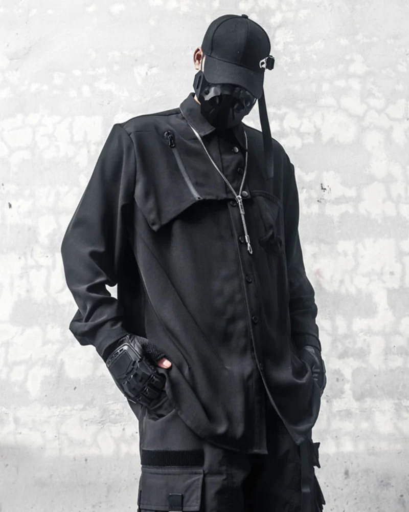 Streetwear Black Long-Sleeve Shirt - Image 3