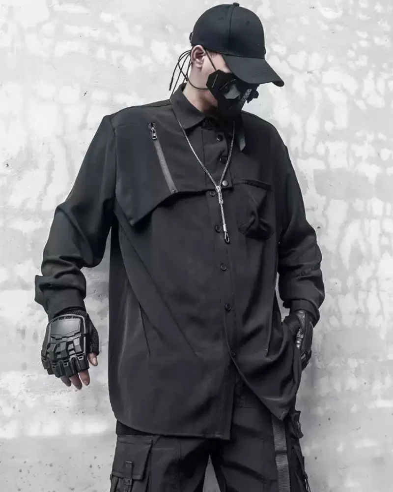 Streetwear Black Long-Sleeve Shirt - Image 4
