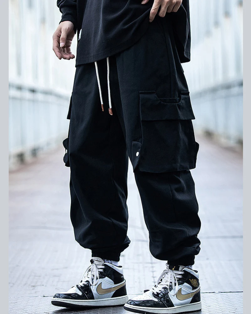 Streetwear Black Loose Large-Pocket Cargo Pants - Image 6