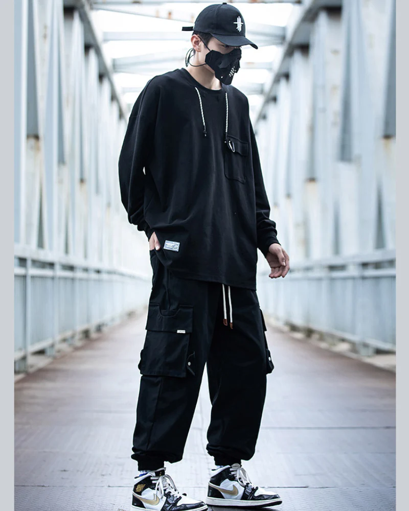 Streetwear Black Loose Large-Pocket Cargo Pants - Image 8