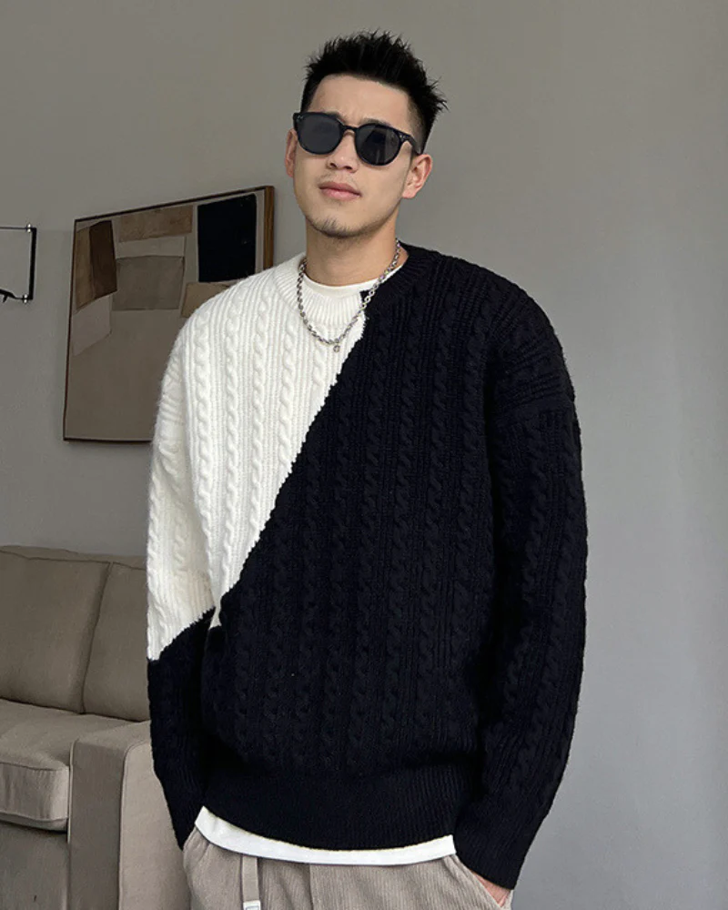 Streetwear Color Block Crewneck Sweater - Image 3