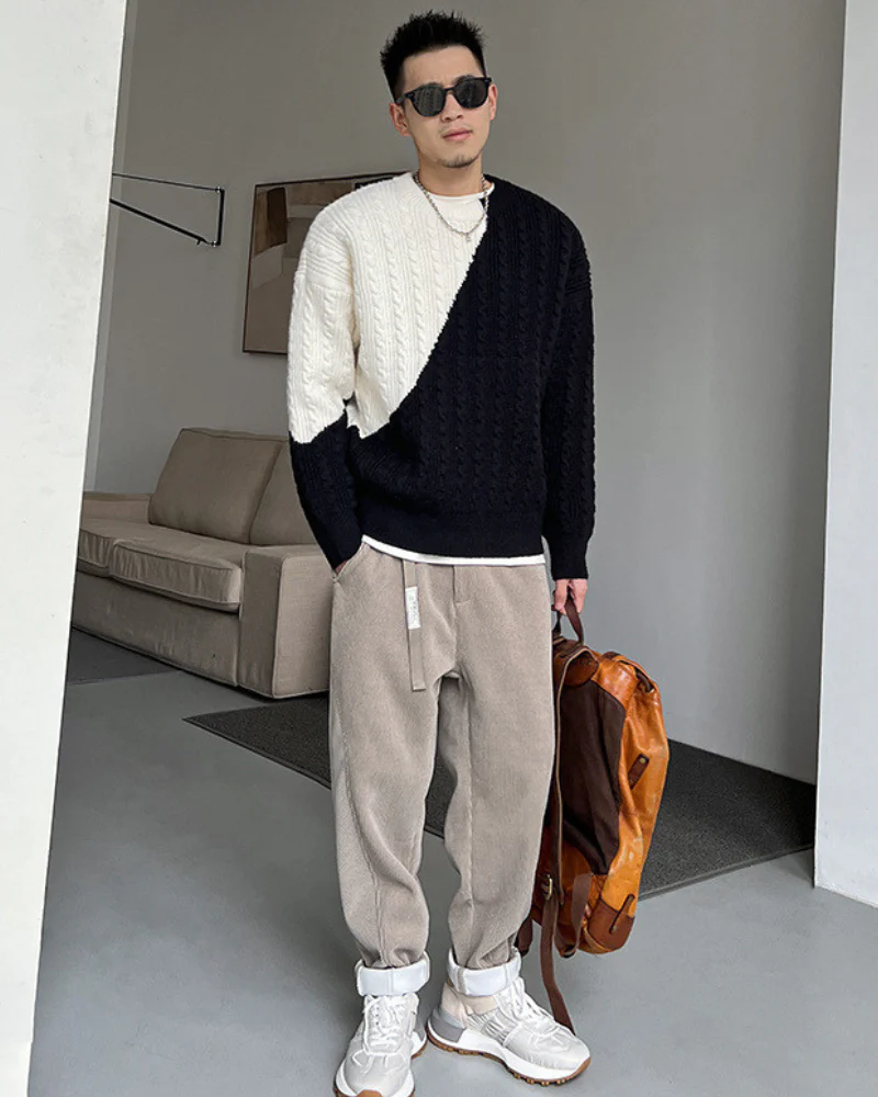 Streetwear Color Block Crewneck Sweater - Image 5