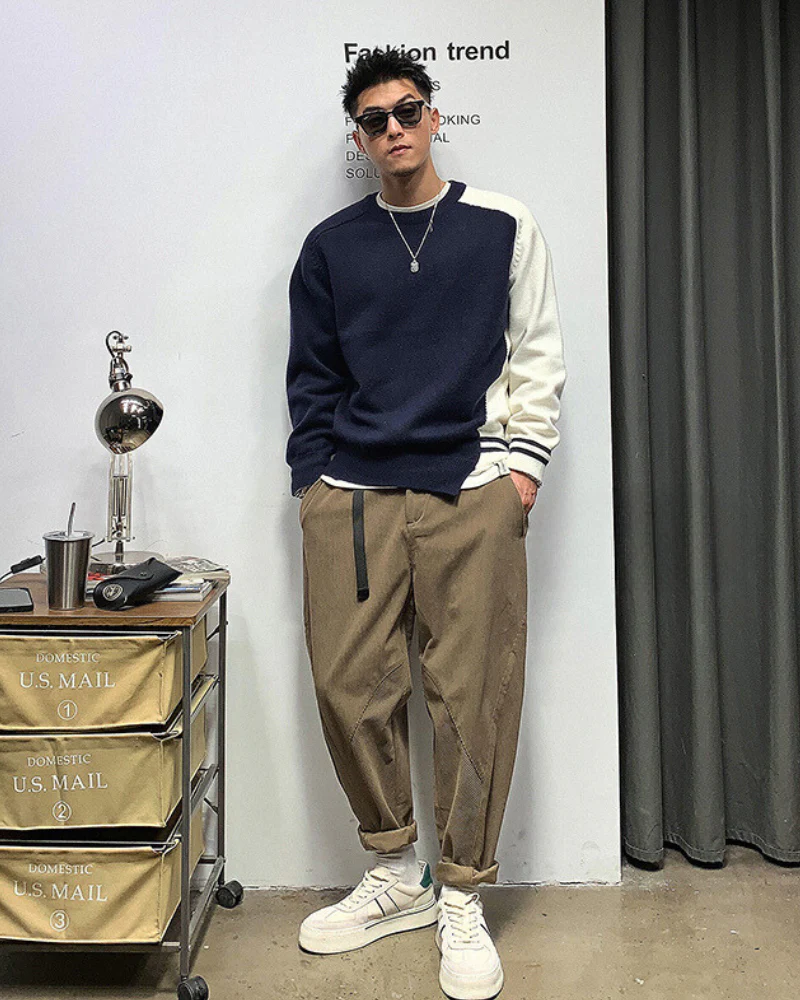 Streetwear Color Block Sweater - Image 6