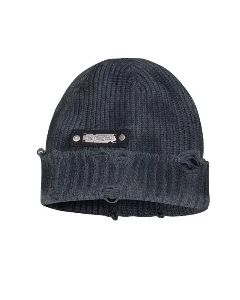 Streetwear Dirty Fit Holed Knit Hat - Image 5