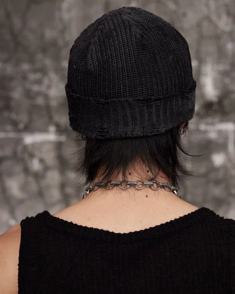 Streetwear Dirty Fit Holed Knit Hat - Image 8