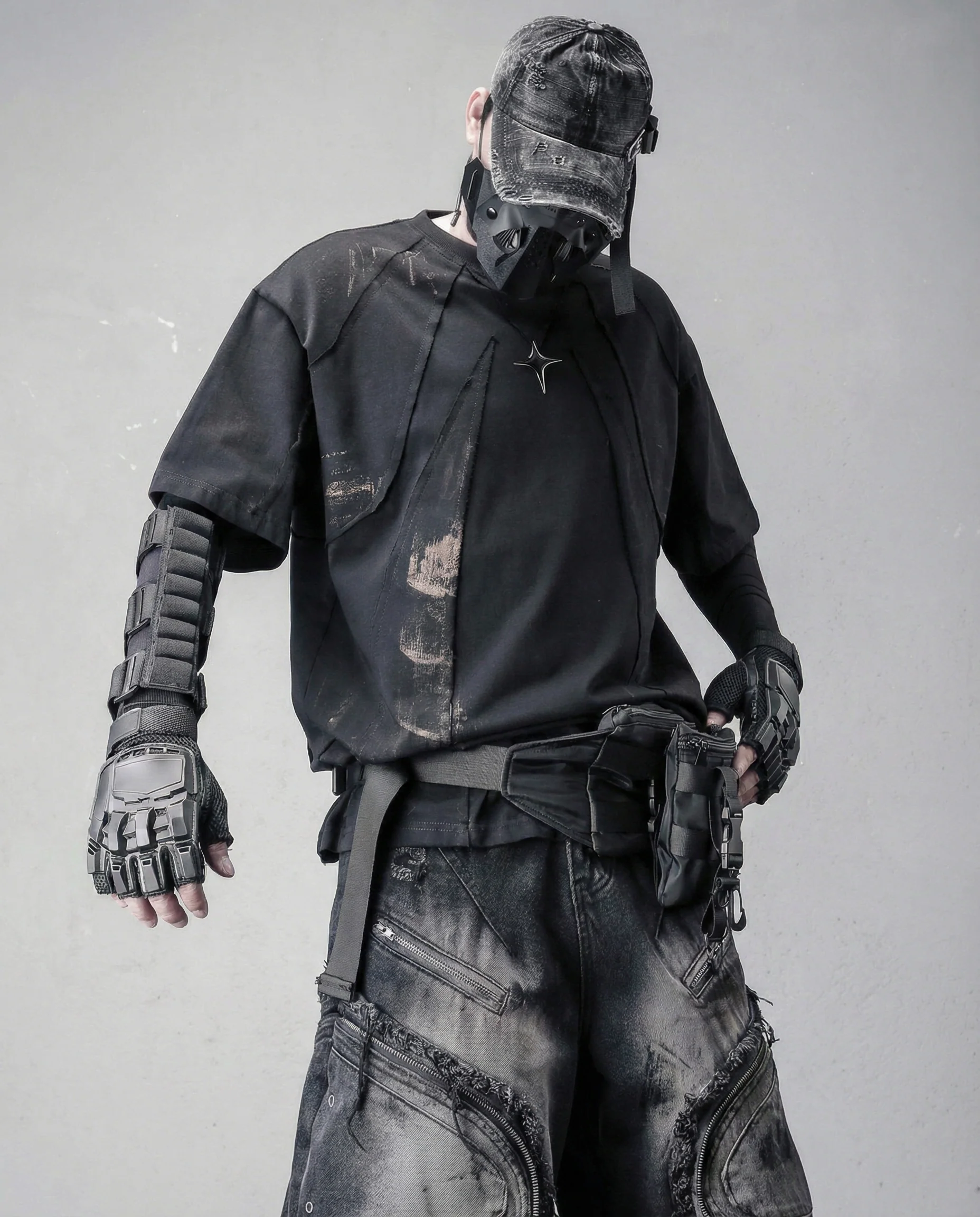 Streetwear Distressed Asymmetrical Cotton T-Shirt - Image 3