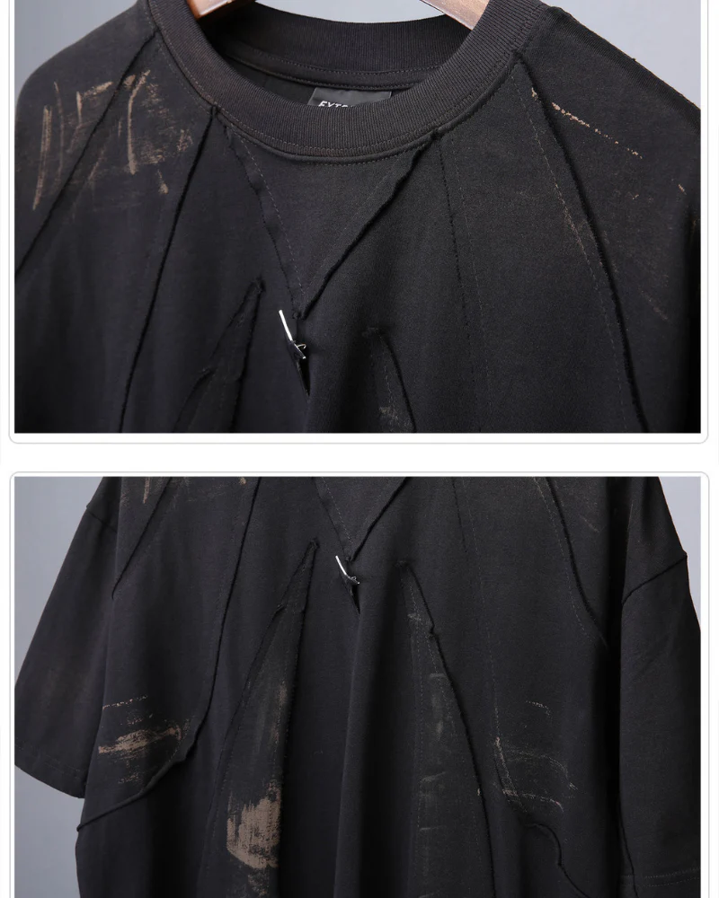 Streetwear Distressed Asymmetrical Cotton T-Shirt - Image 9