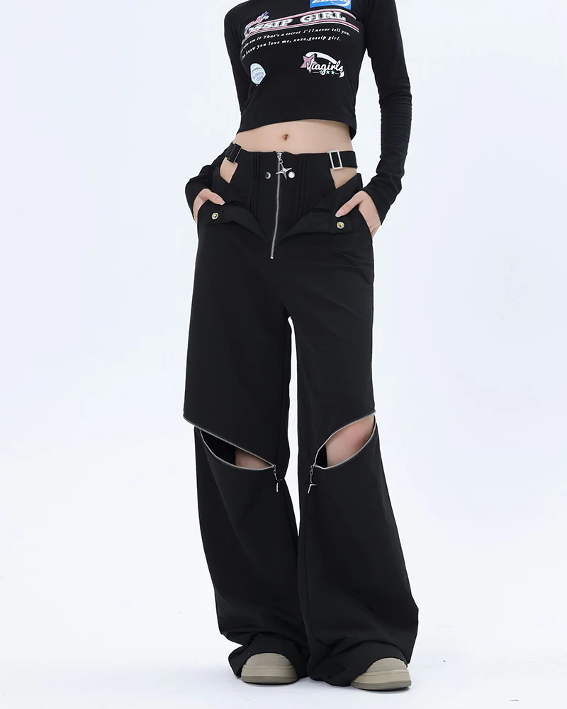 Streetwear Dual-wearable Zippered Cargo Pants - Image 4
