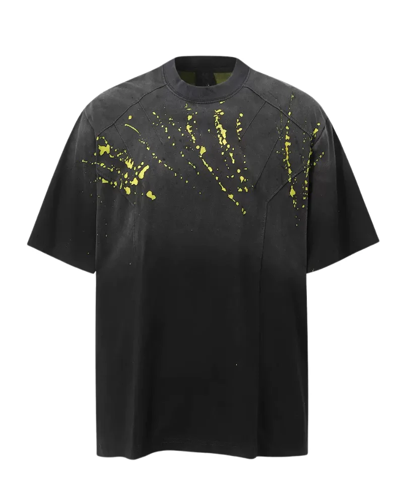 Streetwear Heavyweight Washed Cotton Splatter T-Shirt - Image 3