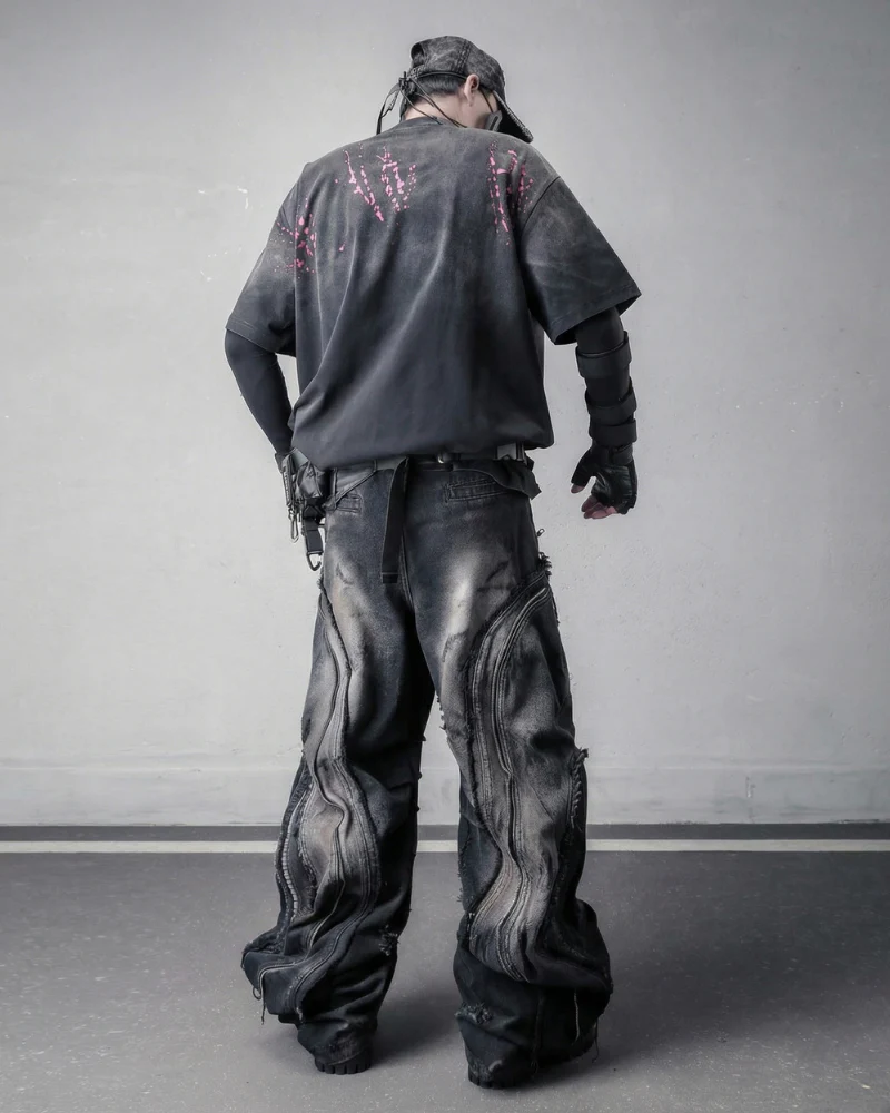Streetwear Heavyweight Washed Cotton Splatter T-Shirt - Image 8