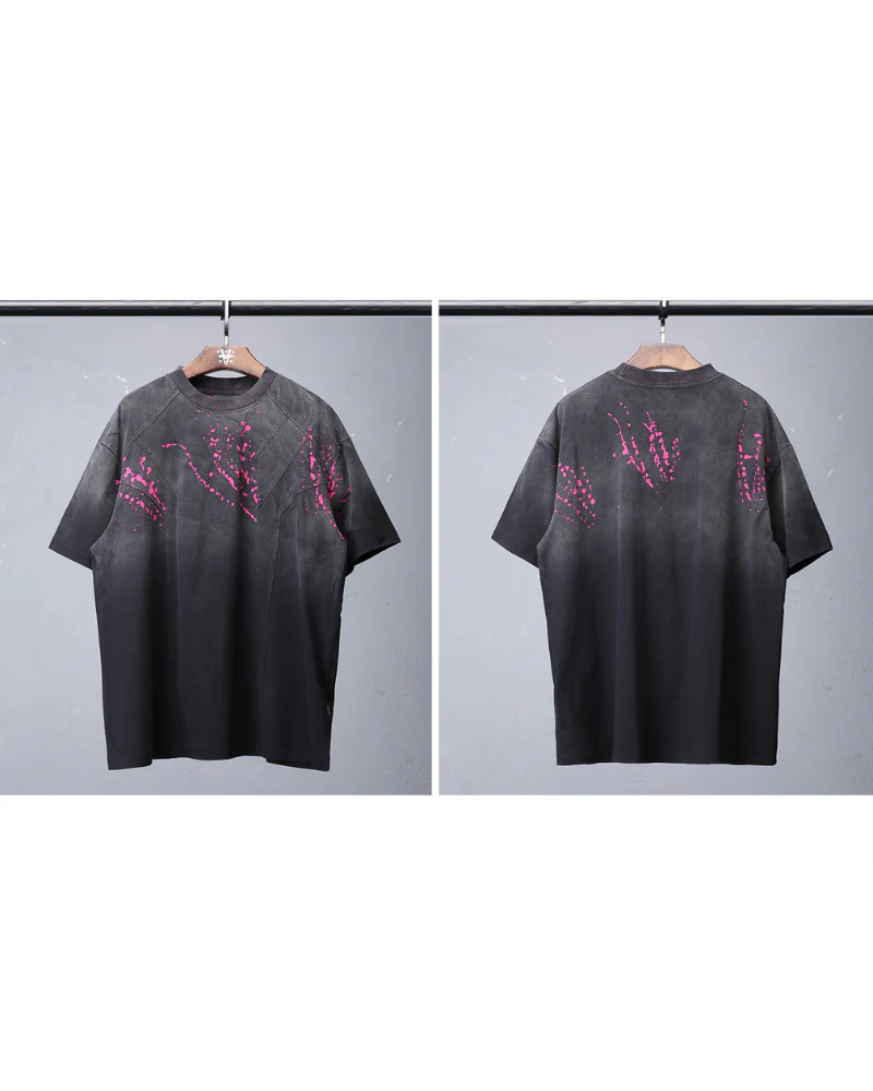 Streetwear Heavyweight Washed Cotton Splatter T-Shirt - Image 9