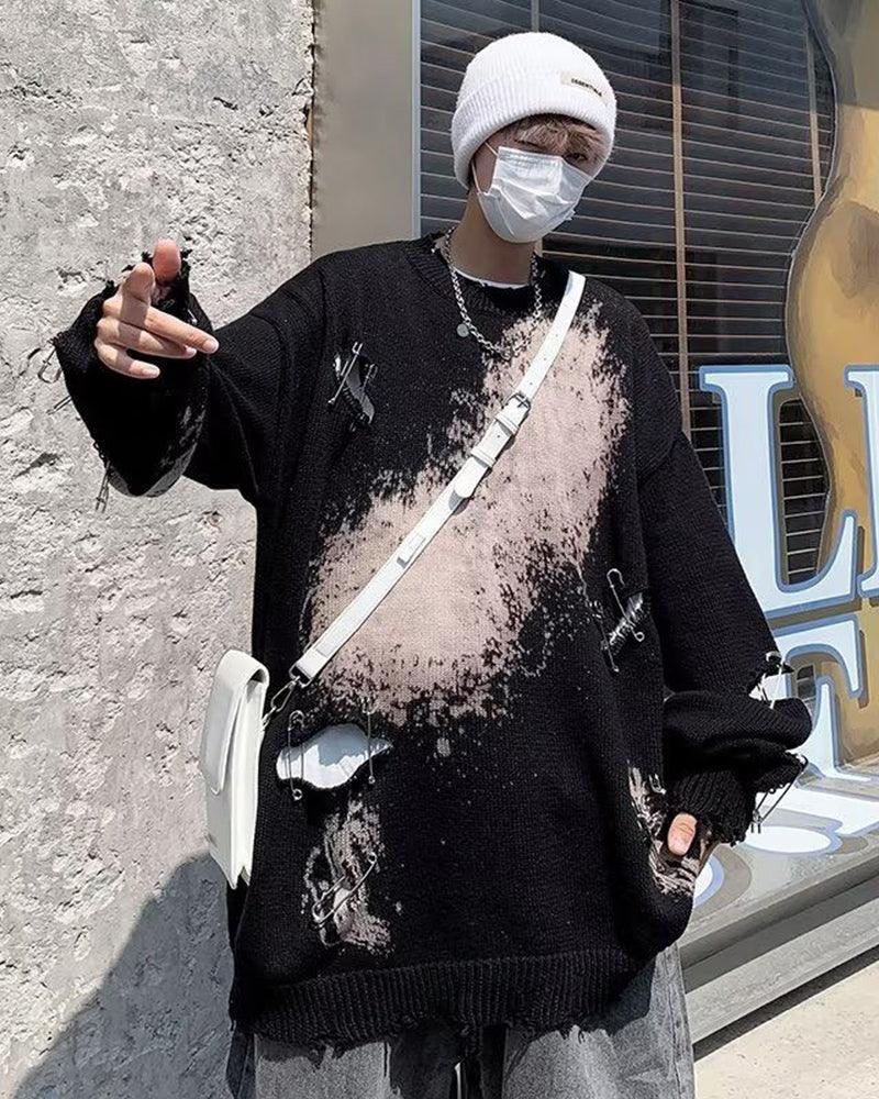 Streetwear Hole Pin Sweater - Image 11