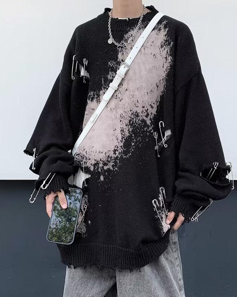Streetwear Hole Pin Sweater - Image 3