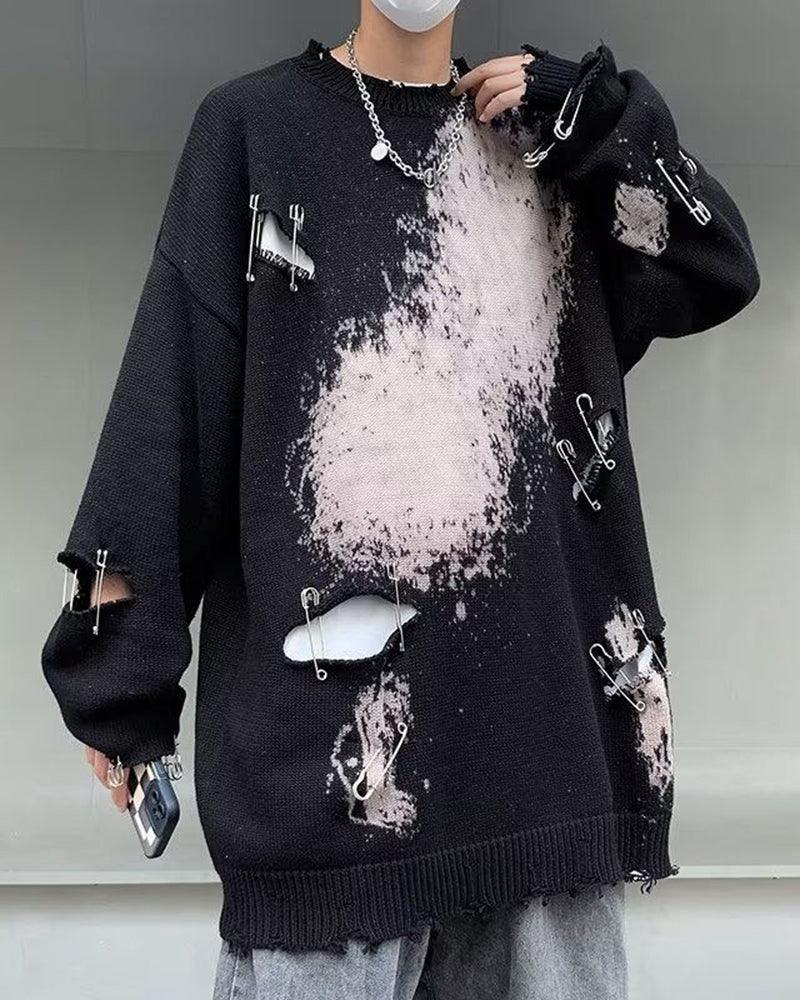 Streetwear Hole Pin Sweater - Image 9