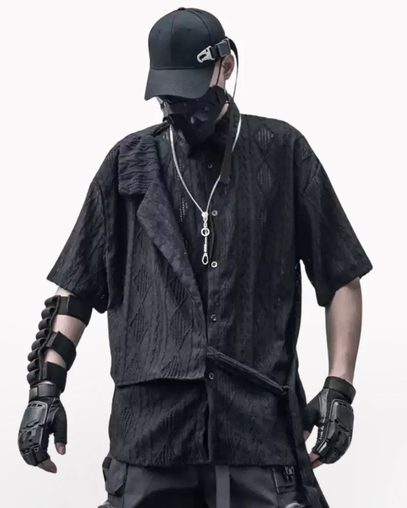 Streetwear Hollow Short Sleeve Shirt