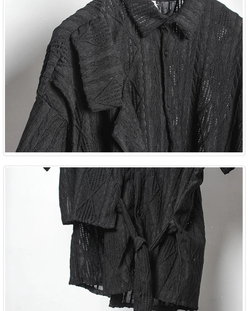 Streetwear Hollow Short Sleeve Shirt - Image 11