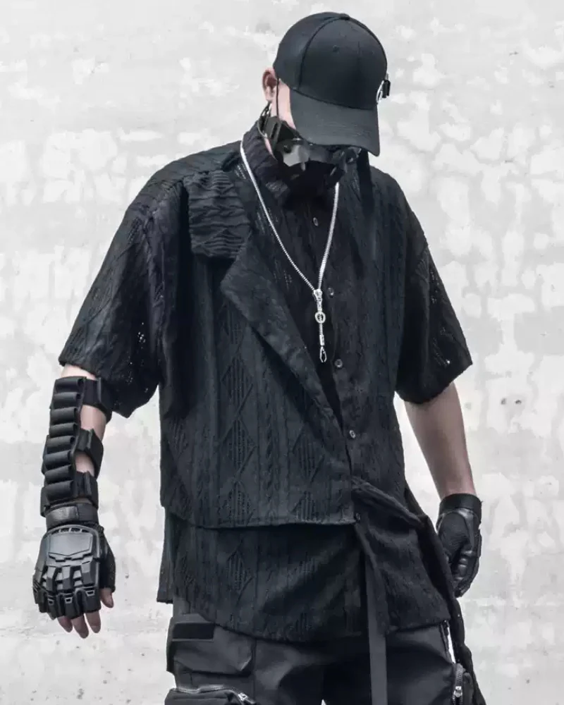 Streetwear Hollow Short Sleeve Shirt - Image 3