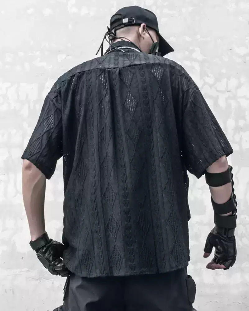 Streetwear Hollow Short Sleeve Shirt - Image 4