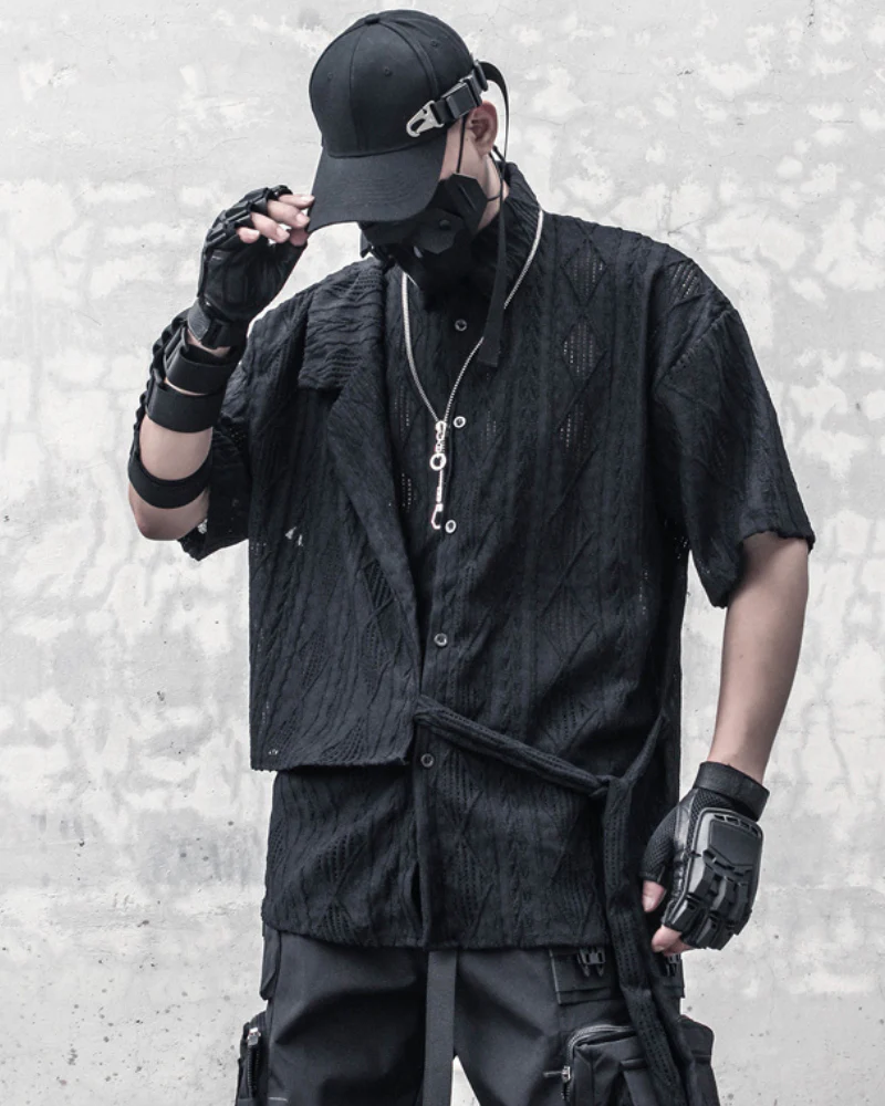Streetwear Hollow Short Sleeve Shirt - Image 5
