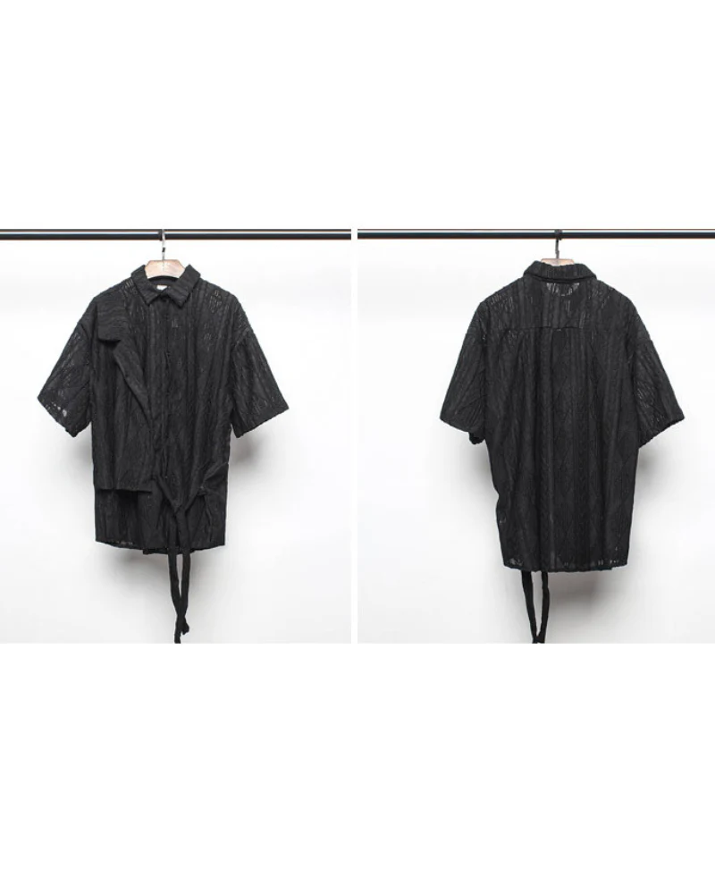 Streetwear Hollow Short Sleeve Shirt - Image 8