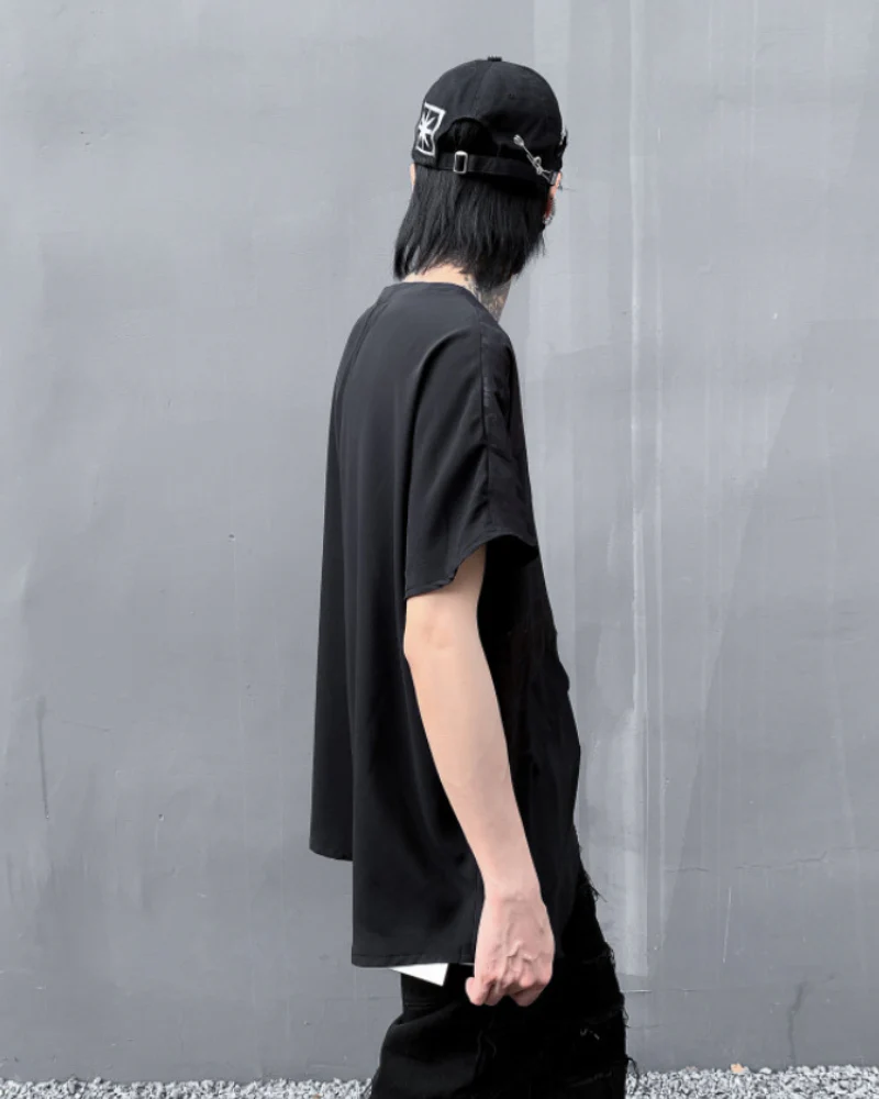 Streetwear Irregular Hem Patchwork T-Shirt - Image 4