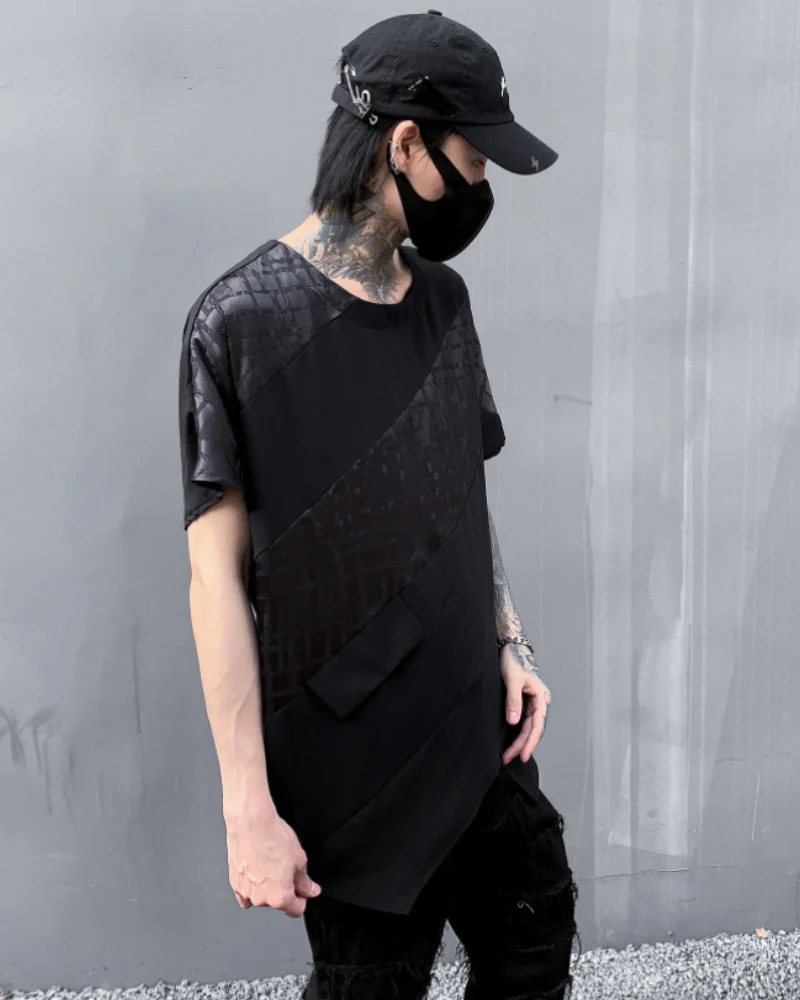 Streetwear Irregular Hem Patchwork T-Shirt - Image 5
