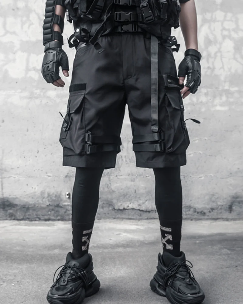 Streetwear Multi Pockets Black Cargo Shorts - Image 3