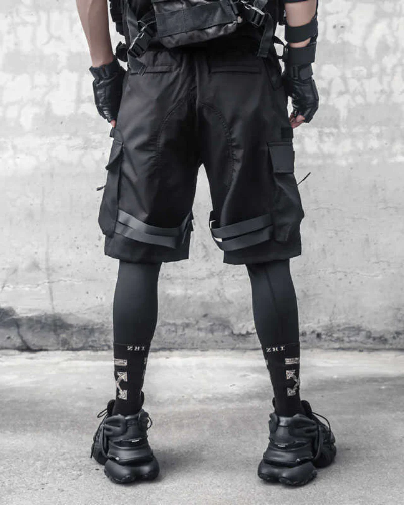 Streetwear Multi Pockets Black Cargo Shorts - Image 5