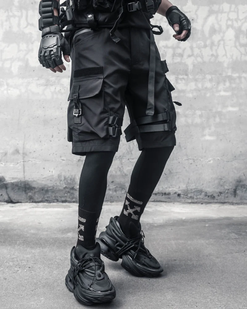 Streetwear Multi Pockets Black Cargo Shorts - Image 6