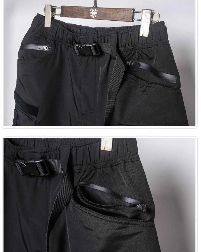 Streetwear Multi Pockets Black Cargo Shorts - Image 8