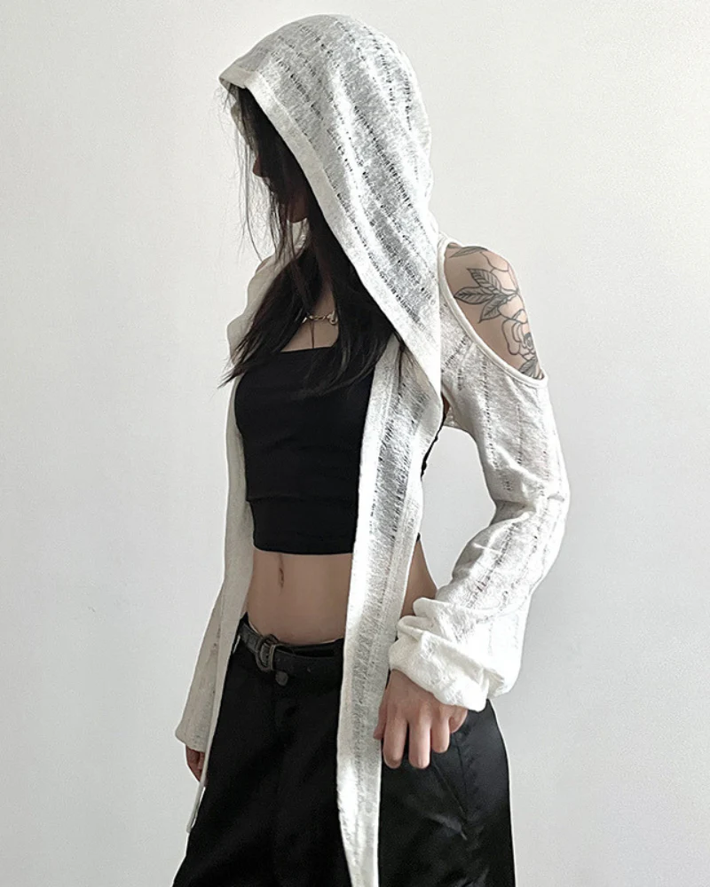 Streetwear Opium Style Hood Blouse Crop Top - Image 2