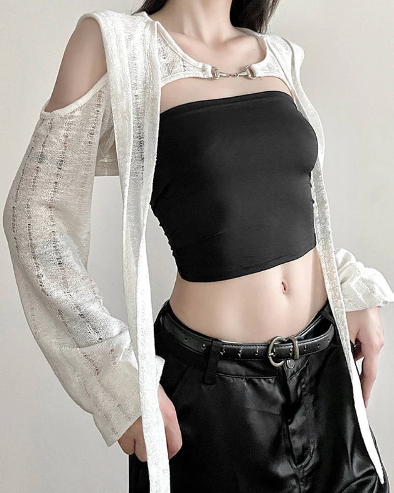 Streetwear Opium Style Hood Blouse Crop Top - Image 3