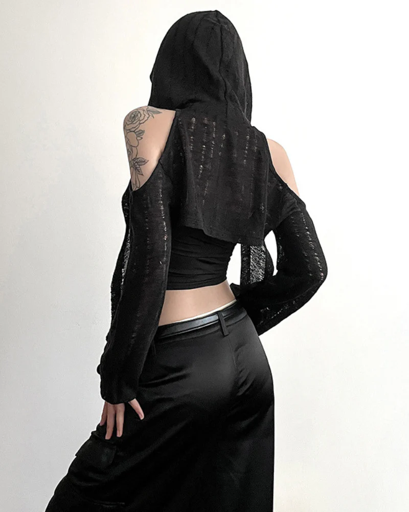 Streetwear Opium Style Hood Blouse Crop Top - Image 5