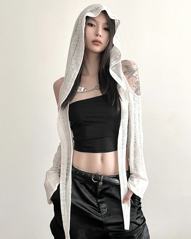 Streetwear Opium Style Hood Blouse Crop Top - Image 6