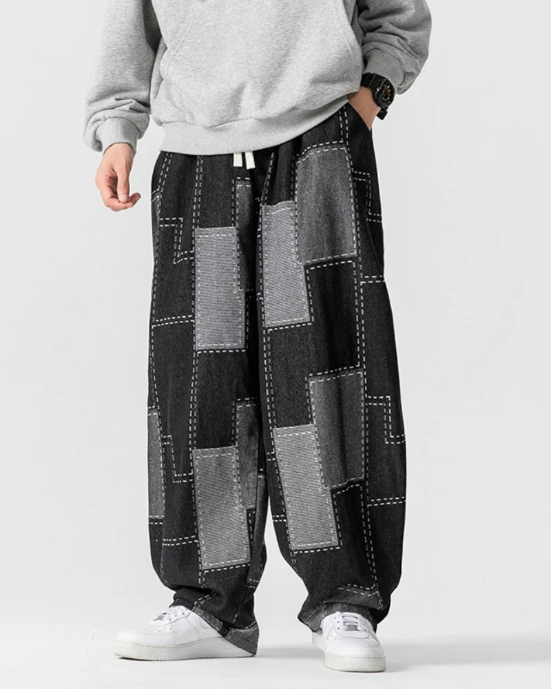 Streetwear Plaid Loose Hakama Pants - Image 4