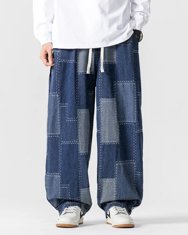 Streetwear Plaid Loose Hakama Pants - Image 5