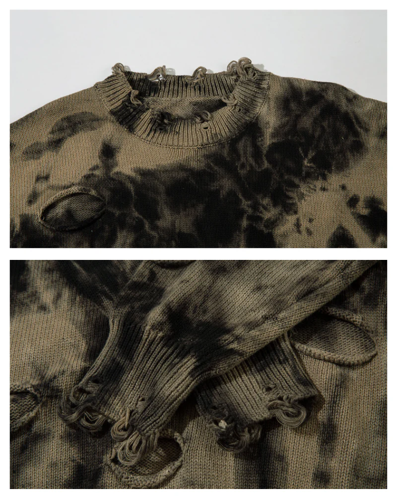 Streetwear Raw Edge Ripped Sweater - Image 3