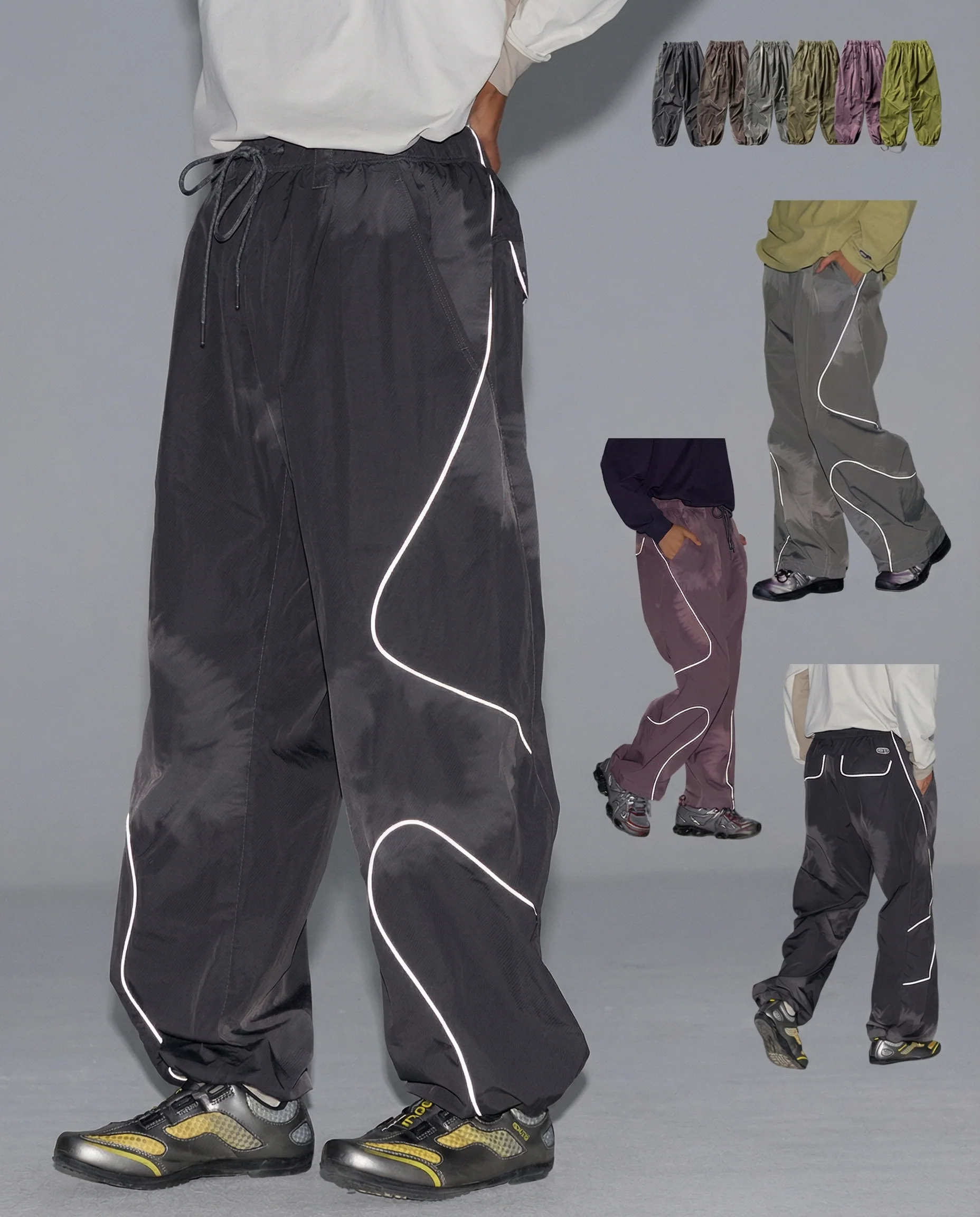 Streetwear Reflective Wide Leg Outdoor Hiking Pants - Image 3