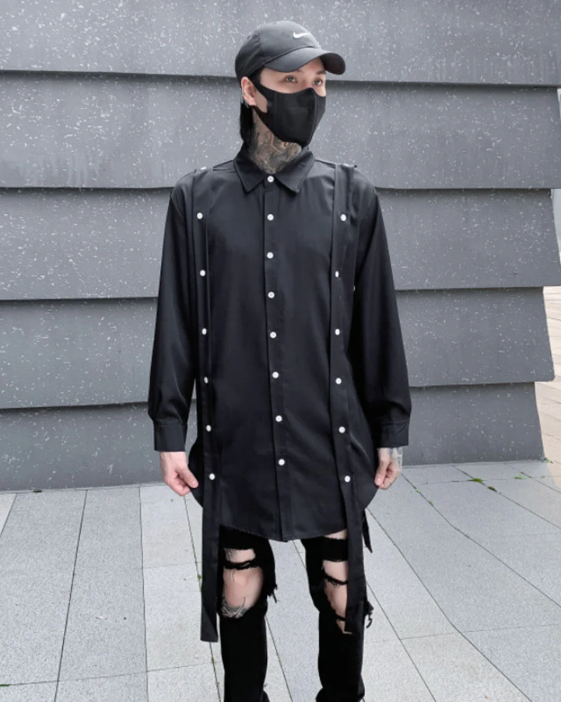 Streetwear Ribbon Loose Fit Shirt - Image 2