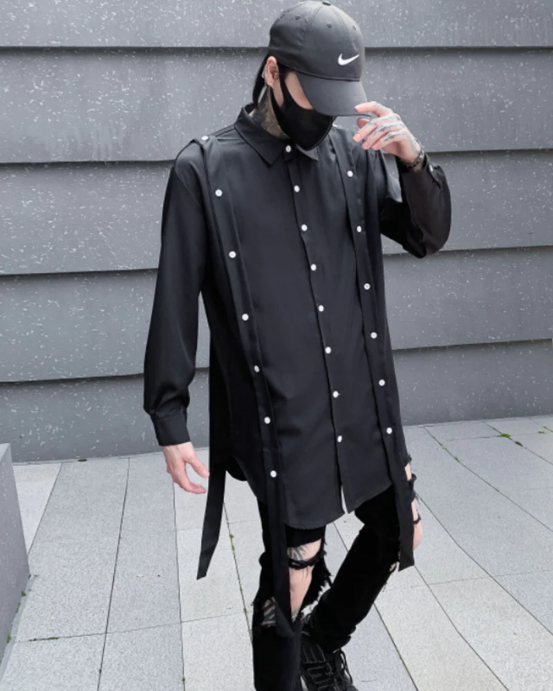 Streetwear Ribbon Loose Fit Shirt - Image 3
