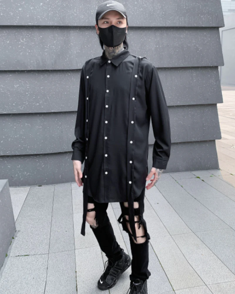 Streetwear Ribbon Loose Fit Shirt - Image 4