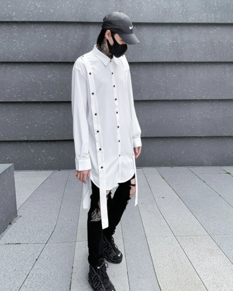Streetwear Ribbon Loose Fit Shirt - Image 7