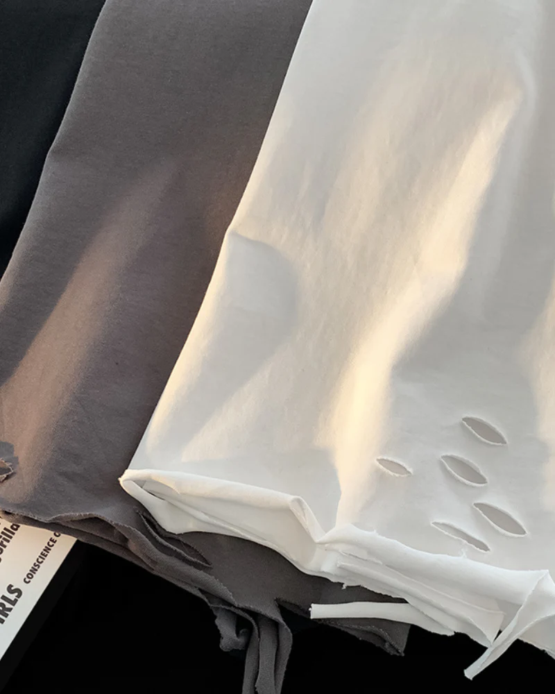 Streetwear Ripped Casual Base Layer Long Sleeve T-Shirt - Image 8