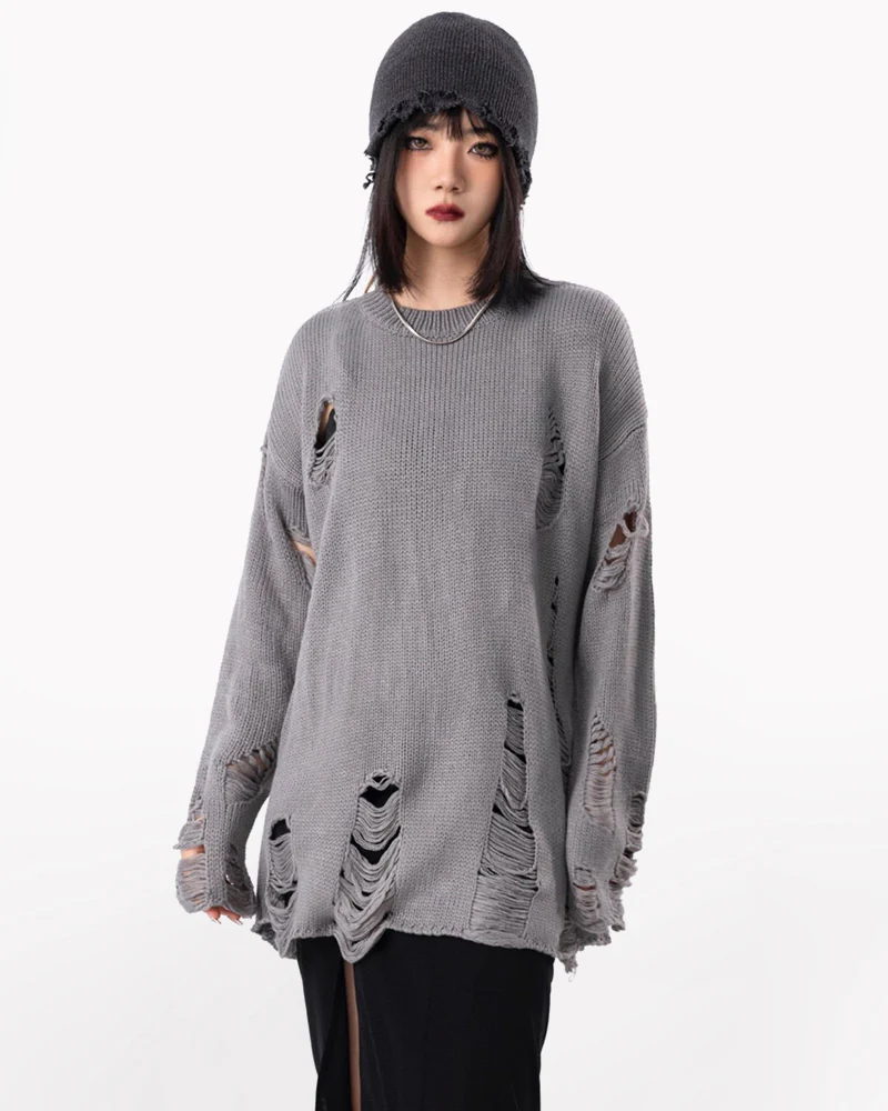 Streetwear Tattered Crewneck Sweater - Image 10