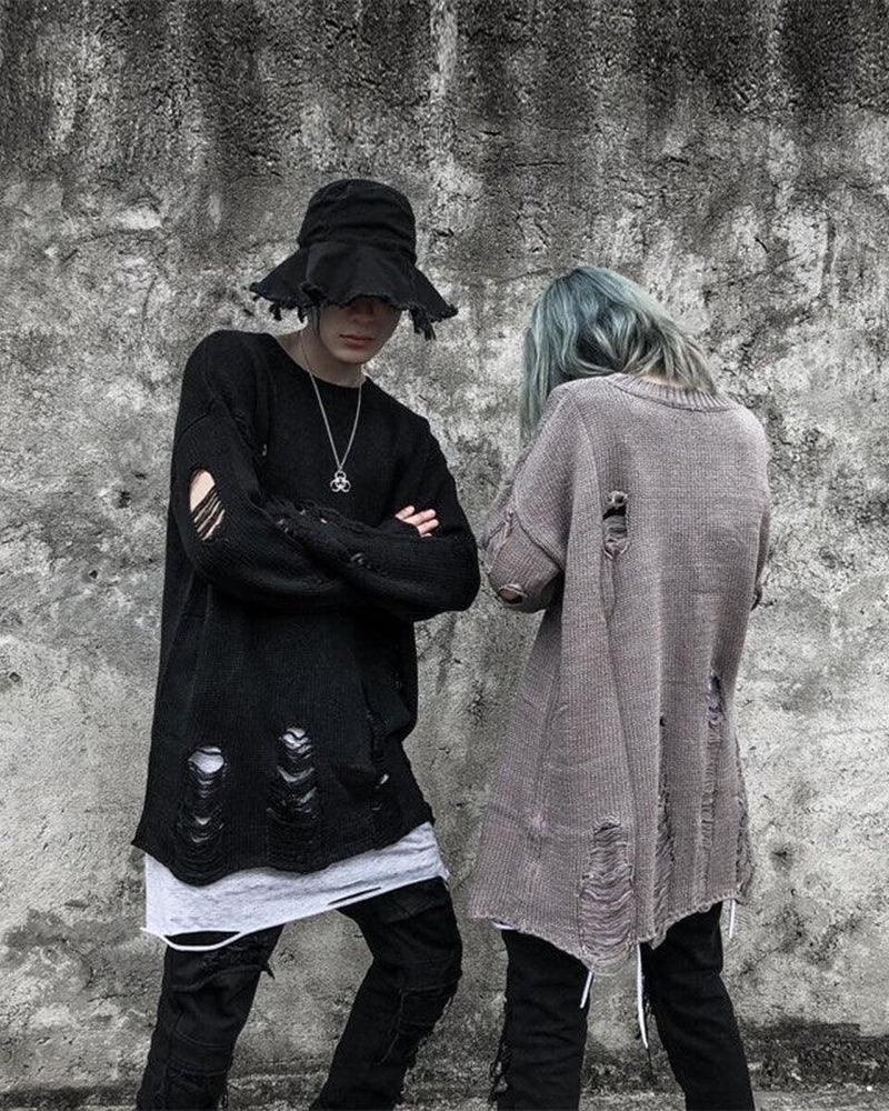 Streetwear Tattered Crewneck Sweater - Image 3
