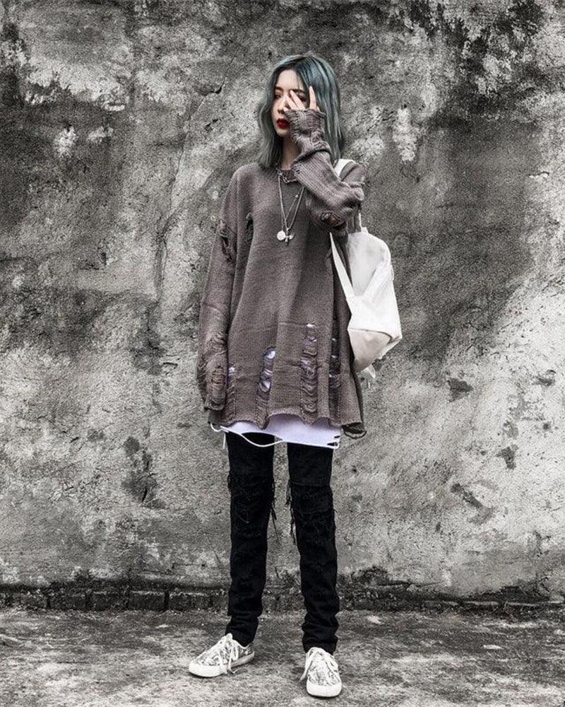 Streetwear Tattered Crewneck Sweater - Image 7