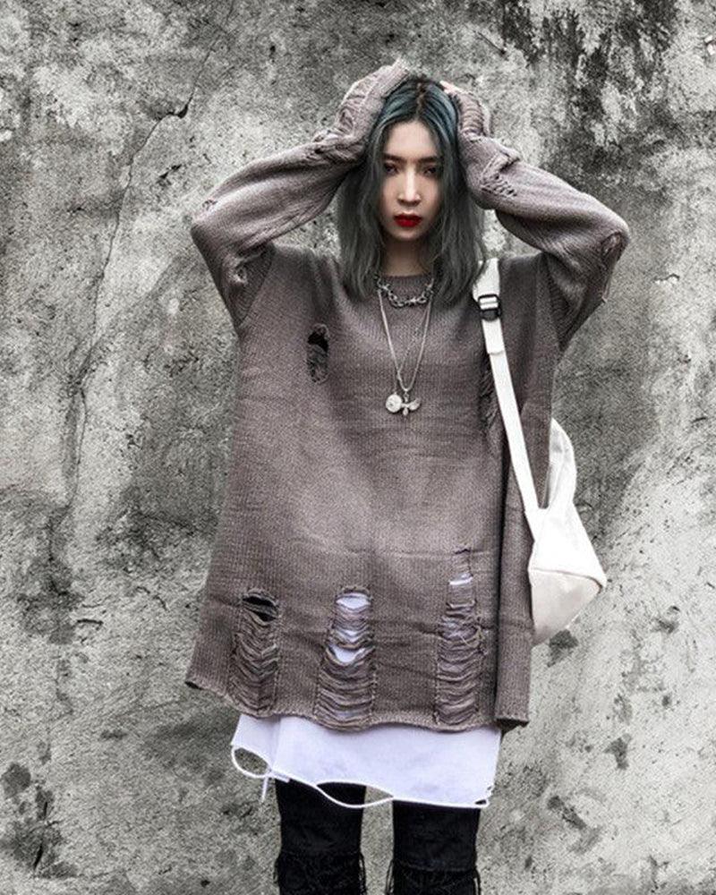 Streetwear Tattered Crewneck Sweater - Image 8